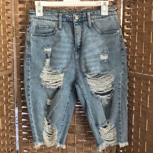 Womens distressed shorts